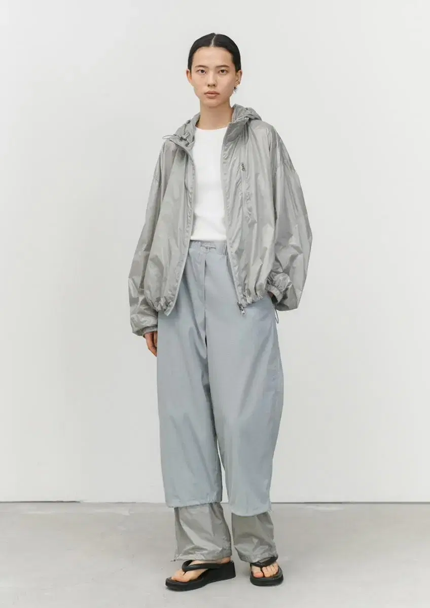 아모멘토 DRAWSTRING LAYERED PANTS_GREY MINT